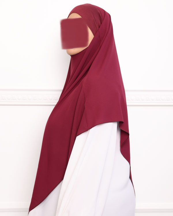 Khimar court en crêpe pointu khimar triangle khimar pas cher mon hijab pas cher rouge bordeaux